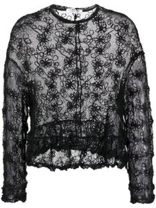 Comme Des Garçons Comme Des Garçons blouse transparente à fleurs brodées - Noir