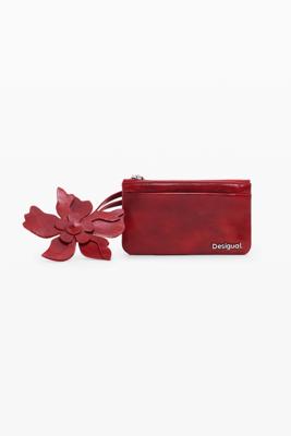 Kleine glanzende kaarthouder met leerlook - RED - U
