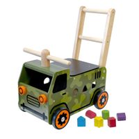 Im toy loop- en duwwagen legertruck