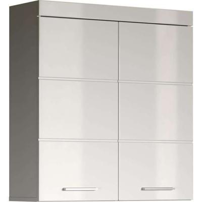 AMANDA hoge badkamerkast - 2 deuren - L73 x D23 x H77 cm - Wit - TRENDTEAM