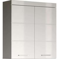 AMANDA hoge badkamerkast - 2 deuren - L73 x D23 x H77 cm - Wit - TRENDTEAM