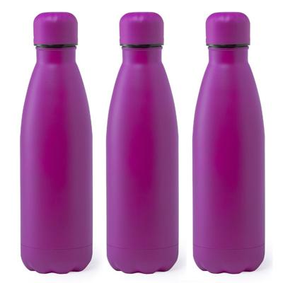 RVS waterfles/drinkfles fuchsia met schroefdop - 3x - 790 ml - Sportfles - Bidon - extra groot