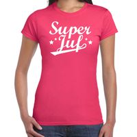 Super juf cadeau t-shirt roze voor dames