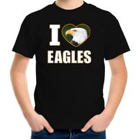 I love eagles t-shirt met dieren foto van een amerikaanse zeearend zwart voor kinderen - thumbnail