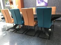 Set van 8 leren eetkamerstoelen - met sledepoot - diverse kleuren leer - Echt leer, Industrieel, ontdek de vele Leersoorten en Kleuren bij ShopX