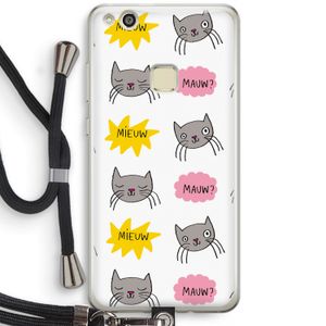 Meow: Huawei Ascend P10 Lite Transparant Hoesje met koord