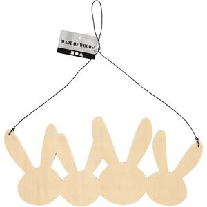 Houten decoratie hanger met konijnen/hazen 25 cm - Paasdecoratie