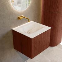 Badmeubel Mondiaz Kurve-Dlux | 50 cm cm | Meubelkleur Ruby | Wastafelkleur Frappe | Solid surface | Wasbak midden spoelbak | Zonder kraangat(en)