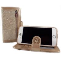 HEM Apple iPhone 12 / 12 Pro - Magic Glitter Gold - Leren Rits Portemonnee Telefoonhoesje - thumbnail