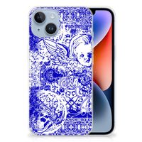 Silicone Back Case Apple iPhone 14 Angel Skull Blauw - thumbnail