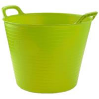 Flexibele emmer/kuip - 3x - groen - kunststof - rond - 25 liter - 42 x 38 x 33 cm - wasmand