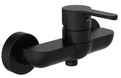 DENVER ééngreepsmengkraan douche, zwart mat keramische schijven geluidsarme, verwisselbare 35 mm cartouche ½" (Ø ca. 1,9 cm) verbinding voor doucheslang metalen greep garantie: 3 jaar
