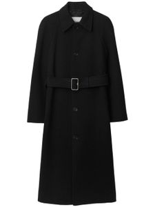 Burberry manteau en laine à taille ceinturée - Noir