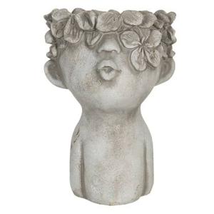 Clayre & Eef Bloempot 11x11x18 cm Grijs Steen Bloempot binnen