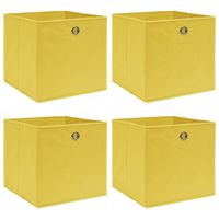 Opbergboxen 4 st 32x32x32 cm stof geel