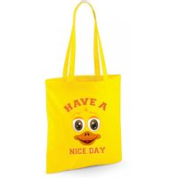 Schoudertas meisjes - eend - geel - have a nice day - 42 x 38 cm - shopper/tote bag - thumbnail
