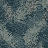 DUTCH WALLCOVERINGS DUTCH WALLCOVERINGS Behang Palm petrolblauw - thumbnail