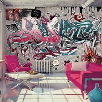 Fotobehang - Chaos in Graffiti: hey You!, premium print vliesbehang - thumbnail