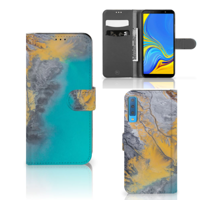 Samsung Galaxy A7 (2018) | Bookcase | Marble Blue Gold