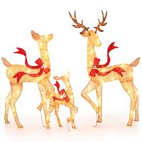 Set van 3 Verlichte Kerst Rendieren 1 Hert 1 Hinde 1 Reekalf met 440 Warm Witte LED-Lampjes Feestelijke Decoratie voor Binnen Buiten