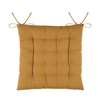 Stof Textile stoelkussens DUO - okergeel - 38 x 38 x 3.5 cm - touwtjes sluiting