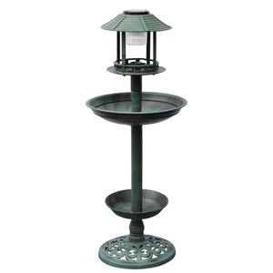 VidaXL Vogelbad/voederhuisje met solarverlichting
