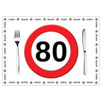 Placemat 80 jaar - 10x stuks - 42 x 30 cm - 90g - papier - verjaardag - jubileum