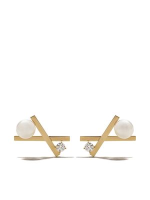 TASAKI puces d'oreilles Balance en or 18ct ornées de perles Akoya et de diamants