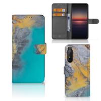 Sony Xperia 1 II | Bookcase | Marble Blue Gold