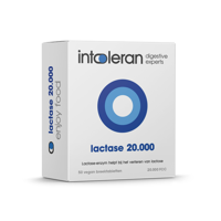 Lactase 20.000 - 50 Breektabletten | Lactose Intolerantie | Hoogst gedoseerd | Bevat Lactase dat helpt bij het verteren van Lactose | Intoleran
