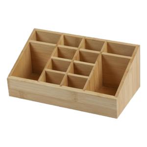 Make-up/badkamer/kantoor sorteer organizer - 12-vaks bakje - 23 x 9 cm - bamboe hout