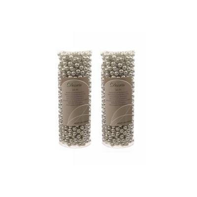 Kralenslinger - 6x stuks - zilver - 10 meter - kunststof - glans - kerstslinger - kerstversiering