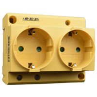 Din rail dubbel stopcontact 2p+PE SEP CWCD-2GY voor in groepenkast of schakelkast