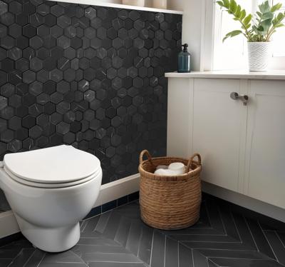 Tegelstickers badkamer hexagon grijs