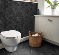 Tegelstickers badkamer hexagon grijs