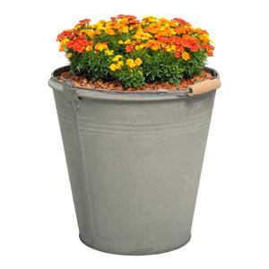 Plantenpot/bloempot emmer Eddy - zink - zilver - D28 X H27 cm