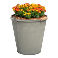 Plantenpot/bloempot emmer Eddy - zink - zilver - D28 X H27 cm