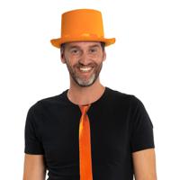 Carnaval verkleedset hoed en stropdas - oranje - volwassenen/unisex - feestkleding accessoires