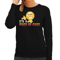 Funny emoticon sweater Its a piece of cake zwart dames - thumbnail