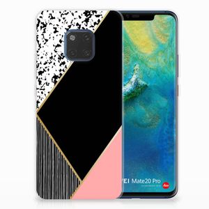 Huawei Mate 20 Pro TPU Hoesje Zwart Roze Vormen