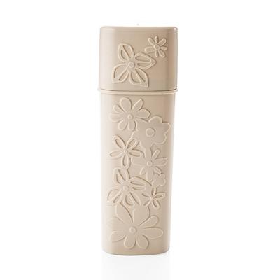 Draagbare bloem gesneden tandenborstel houder buiten Toothrush Cap geval tandpasta opbergdoos Wash Cup (beige)