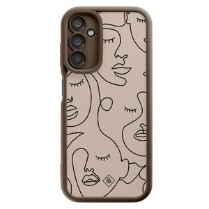 Samsung Galaxy A14 bruine case - Abstract faces