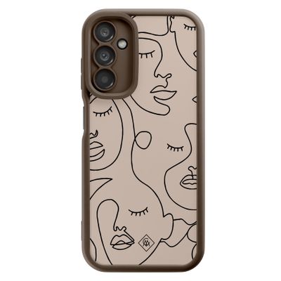 Samsung Galaxy A14 bruine case - Abstract faces