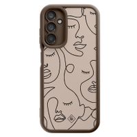 Samsung Galaxy A14 bruine case - Abstract faces