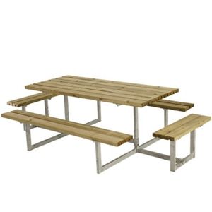 Picknicktafel Hout en Staal Basic Geimpregneerd Hout 4 Bankjes