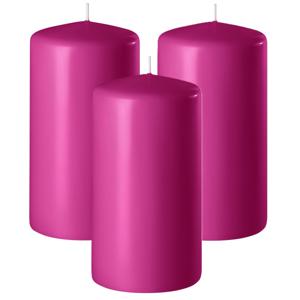 Enlightening Candles Cilinder/stompkaars - 3x - fuchsia roze - D6 x H10 cm - 36 branduur