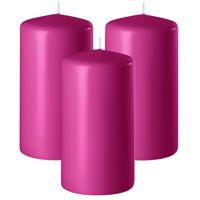 Enlightening Candles Cilinder/stompkaars - 3x - fuchsia roze - D6 x H10 cm - 36 branduur - thumbnail