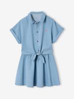 Meisjesset met geknoopte blouse en rokje lichtblauw