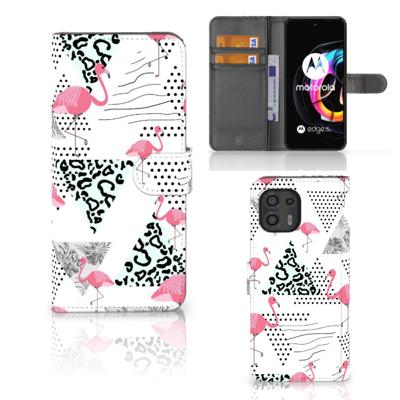 Motorola Edge 20 Lite | Telefoonhoesje | Met pasjeshouder | Flamingo Triangle