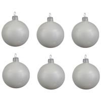 Decoris kerstballen - 6x st - wit - 8 cm - glas - kerstversiering